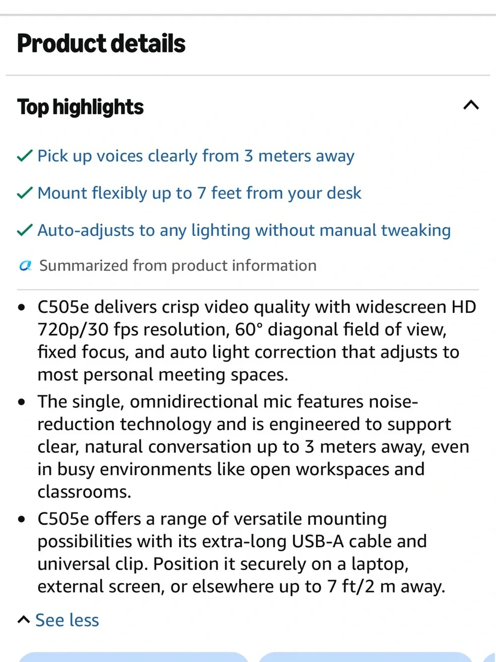 Logitech C505e HD Webcam